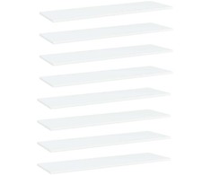 Knygų lentynos plokštės, 8vnt., baltos, 100x30x1,5cm, MDP