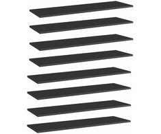 Knygų lentynos plokštės, 8vnt., juodos, 100x30x1,5cm, MDP