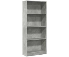 Knygų spinta, betono pilka, 60x24x143cm, apdirbta mediena