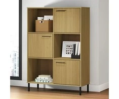 Knygų spinta su kojomis, ruda, 90x35x128,5cm, mediena, OSLO