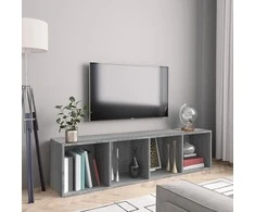 TV staliukas Knygų/televizoriaus spintelė, pilka, 143x30x36cm, mediena