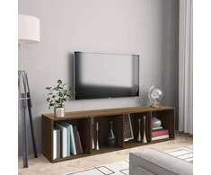 TV staliukas Knygų/televizoriaus spintelė, ruda, 143x30x36cm, mediena