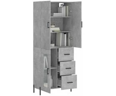 Komoda, betono pilkos spalvos, 69,5x34x180cm, apdirbta mediena