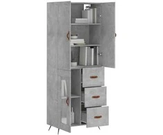 Komoda, betono pilkos spalvos, 69,5x34x180cm, apdirbta mediena