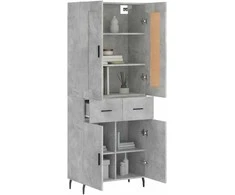 Komoda, betono pilkos spalvos, 69,5x34x180cm, apdirbta mediena