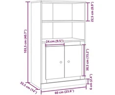 Komoda, medienos spalvos, 60x35,5x103,5cm, apdirbta mediena