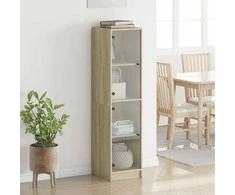 Komoda su stiklinėmis durelėmis, ąžuolo spalvos, 35x37x142cm