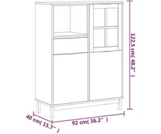 Komoda su stiklinėmis durelėmis FLAM, 92x40x122,5cm, pušis
