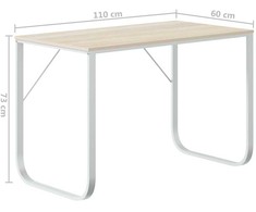 Kompiuterio stalas, baltos ir ąžuolo spalvos, 110x60x73cm, MDP
