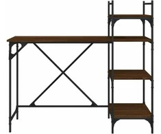 Kompiuterio stalas su lentynomis, rudas ąžuolo, 120x47x109cm
