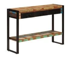 Konsolinis staliukas, 110x30x76cm, perdirbtos medienos masyvas