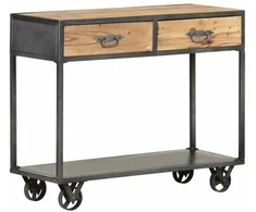 Konsolinis staliukas, 90x35x74cm, perdirbtos medienos masyvas