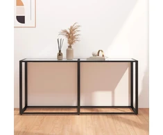 Konsolinis staliukas, balto marmuro, 160x35x75,5cm, stiklas