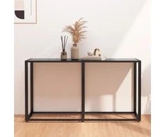 Konsolinis staliukas, juodas, 140x35x75,5cm, stiklas