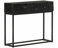 Konsolinis staliukas, juodas, 90x30x76cm, mango ir geležis