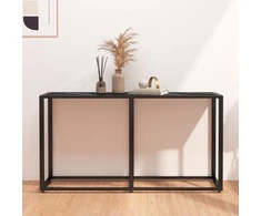 Konsolinis staliukas, juodo marmuro, 140x35x75,5cm, stiklas