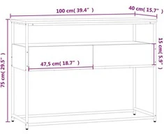 Konsolinis staliukas, pilkas ąžuolo, 100x40x75cm, mediena