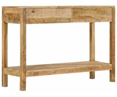 Konsolinis staliukas su 2 stalčiais, 110x35x75cm, mango masyvas