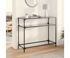 Konsolinis staliukas su juodu stalviršiu, 98x35x81cm, plienas