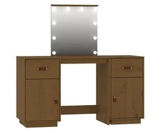 Kosmetinio staliuko su LED komplektas, medaus rudas, pušis