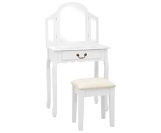 Kosmetinis staliukas, baltas, 65x36x128cm, paulovnija ir MDF