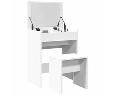 Kosmetinis staliukas ir taburetė, baltos spalvos, 60x40x113,5cm