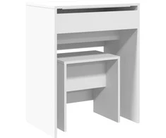 Kosmetinis staliukas ir taburetė, baltos spalvos, 60x40x113,5cm