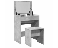 Kosmetinis staliukas ir taburetė, betono pilki, 60x40x113,5cm