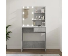 Kosmetinis staliukas su LED apšvietimu, pilkas, 74,5x40x141cm