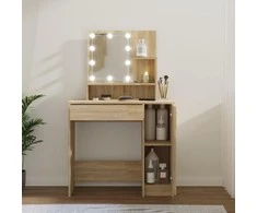 Kosmetinis staliukas su LED apšvietimu, ąžuolo, 86,5x35x136cm