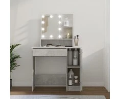 Kosmetinis staliukas su LED apšvietimu, pilkas, 86,5x35x136cm