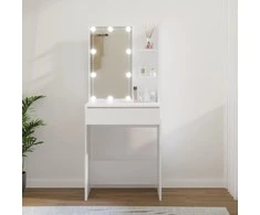 Kosmetinis staliukas su LED apšvietimu, baltas, 60x40x140cm