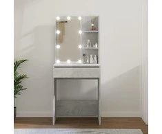 Kosmetinis staliukas su LED apšvietimu, pilkas, 60x40x140cm