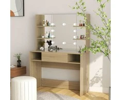 Kosmetinis staliukas su LED, ąžuolo spalvos, 100x40x135cm, MDF