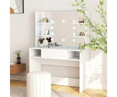 Kosmetinis staliukas su LED, baltas, 100x40x135cm, MDF