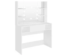 Kosmetinis staliukas su LED, baltas, 100x40x135cm, MDF