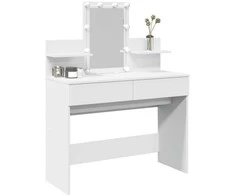 Kosmetinis staliukas su LED, baltos spalvos, 100x40x130cm