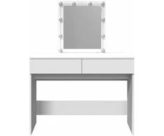 Kosmetinis staliukas su LED, baltos spalvos, 100x40x130cm