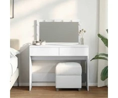 Kosmetinis staliukas su LED, baltos spalvos, 100x40x120cm