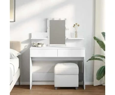 Kosmetinis staliukas su LED, baltos spalvos, 100x40x130cm