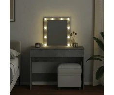 Kosmetinis staliukas su LED, betono pilkas, 100x40x130cm