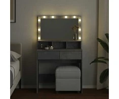 Kosmetinis staliukas su LED, betono pilkas, 80x41x134,5cm