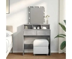 Kosmetinis staliukas su LED, betono pilkas, 80x41x144,5cm