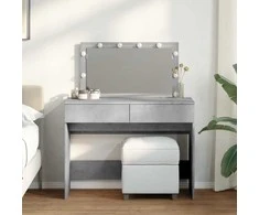 Kosmetinis staliukas su LED, betono pilkas, 100x40x120cm