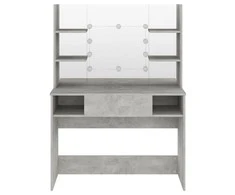 Kosmetinis staliukas su LED, betono pilkas, 100x40x135cm, MDF