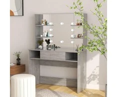 Kosmetinis staliukas su LED, betono pilkas, 100x40x135cm, MDF