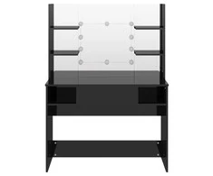 Kosmetinis staliukas su LED, blizgus juodas, 100x40x135cm, MDF
