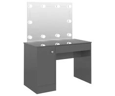 Kosmetinis staliukas su LED, blizgus pilkas, 110x55x145cm, MDF