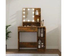 Kosmetinis staliukas su LED, dūminio ąžuolo, 86,5x35x136cm