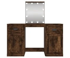 Kosmetinis staliukas su LED, dūminio ąžuolo, 130x50x132,5cm
